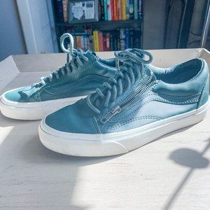 VANS HUNTER GREEN SIDE ZIP LEATHER SNEAKERS